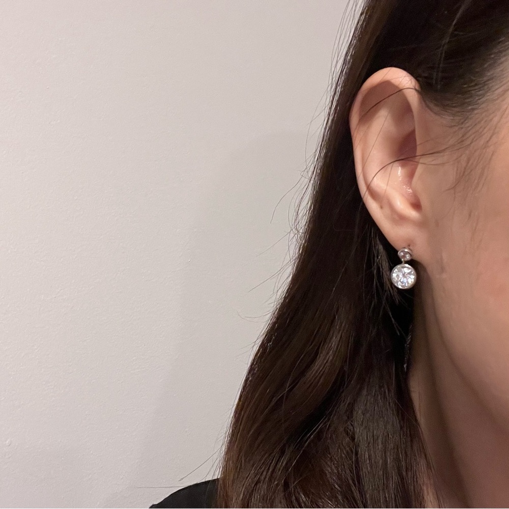 NEW Diamonique Elegant Silver Diamond Drop Earrings